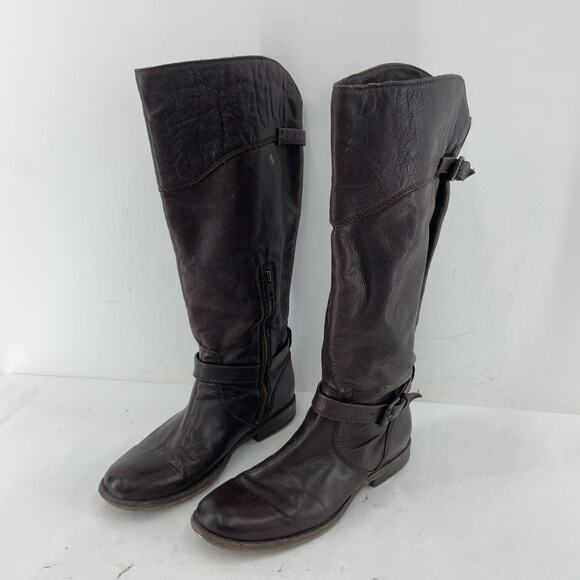 Vintage White Label FRYE Tall Brown Leather Riding Boots Womens Size 9B Preowned - Picture 2 of 7
